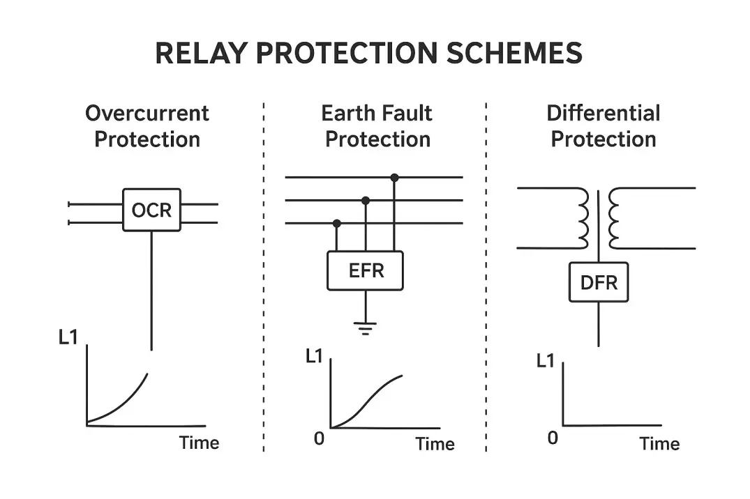 Relay Protection Schemes: Overcurrent, Earth Fault & Differential Coordination